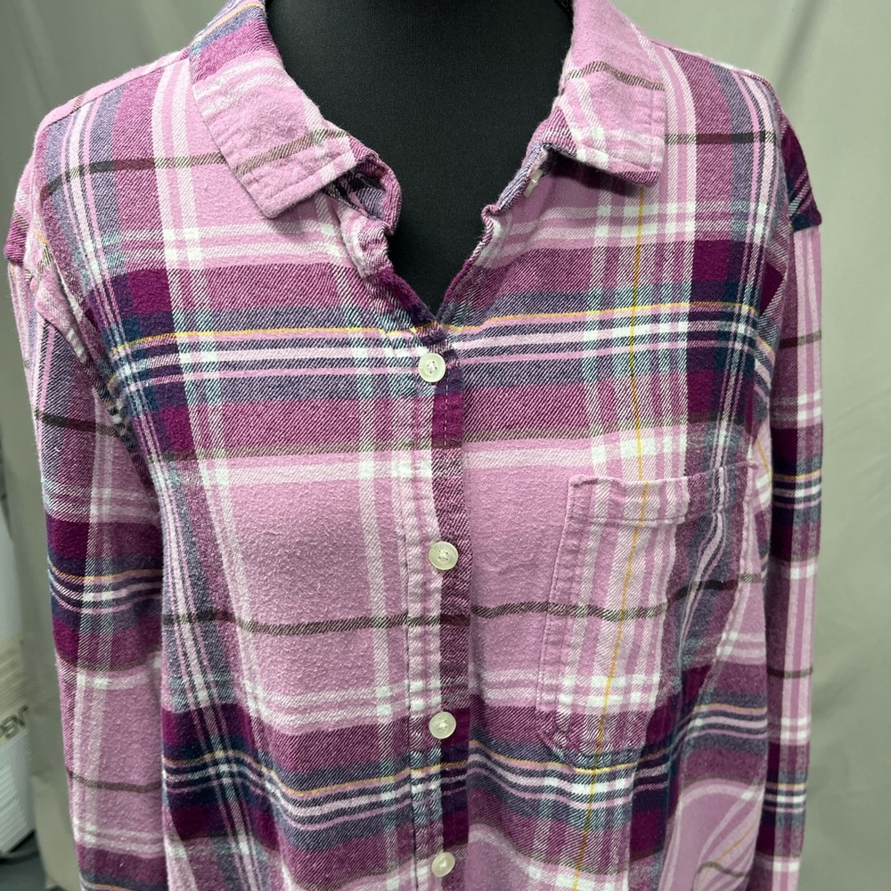 Gap Purple Plaid Flannel Button-Up Shirt XXL - Picture 4 of 7